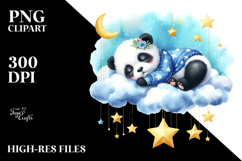 Whimsical Baby Panda on Cloud Clipart Product Image 2