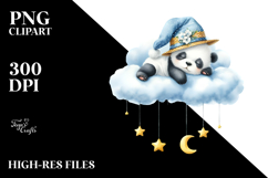 Whimsical Panda Sleeping on Cloud | Clipart Product Image 2