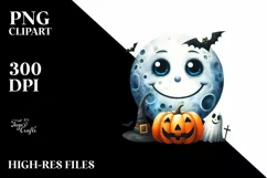 Funny Watercolor Halloween Sticker Clipart Product Image 1