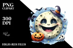 Funny Watercolor Halloween Sticker Clipart Product Image 3