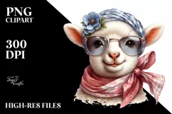 Detailed Funny Lamb Watercolor Clipart Product Image 1