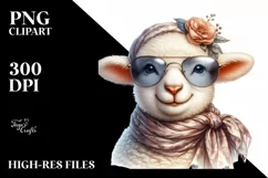Detailed Funny Lamb Watercolor Clipart Product Image 1