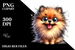 Funny Crazy Watercolor Pomeranian | Clipart Product Image 1