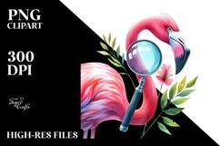 Vibrant Flamingo Magnifying Clipart Product Image 1