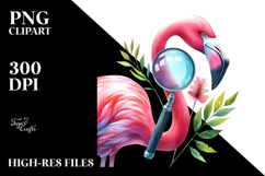 Vibrant Flamingo Magnifying Clipart Product Image 2
