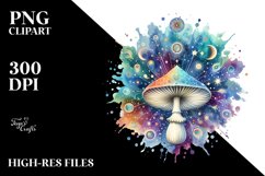 Magical Celestial Astral Mushroom Watercolor Splash | Product Image 1