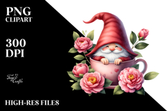 Gnome with Camellia Floral Frame JPEG Product Image 2