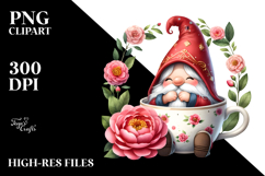 Gnome with Camellia Floral Frame JPEG Product Image 2