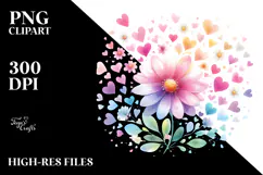 Colorful Flower with Heart Petals PNG Product Image 2