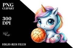 Pastel Unicorn Handball Equipped | Sublimation | Clipart Product Image 1