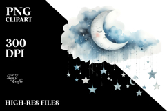 Vibrant Half Moon with Stars PNG Product Image 2