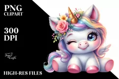 Baby Unicorn Winking | Sublimation | Clipart Product Image 3