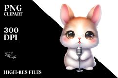 Cute Baby Rabbit with Singer Look, High-Res PNG Product Image 2