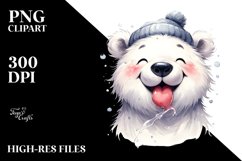 Washed Polar Bear Watercolor Clipart Product Image 1
