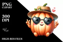 Cute Small Pumpkin Showing Love Sign Clipart Product Image 1