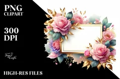 Abstract Pink Roses Watercolor Clipart Product Image 3