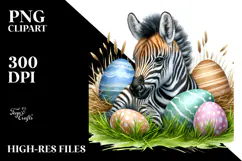 Digital Watercolor with Baby Zebra in Grass Product Image 2