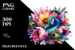 Colorful Sleeping Peacock Sublimation Clipart Product Image 3