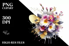Vibrant Bouquet with Primrose | Sublimation | Clipart Product Image 1