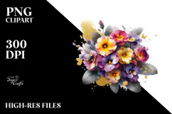 Vibrant Bouquet with Primrose | Sublimation | Clipart Product Image 2