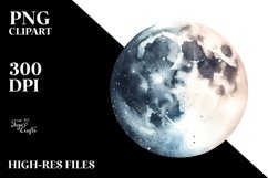 Vintage Moon Watercolor Roket Clipart Product Image 1