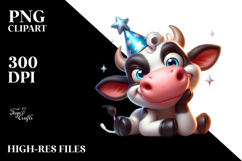 Cute Cow with Party Hat, Vector Art Product Image 2