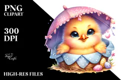 Vibrant Watercolor Baby Chicken PNG Product Image 2