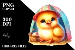 Vibrant Watercolor Baby Chicken PNG Product Image 2