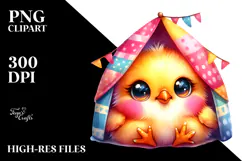 Vibrant Watercolor Baby Chicken PNG Product Image 2