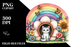 Seated Rainbow,Colorful Flowers | Sublimation,Clipart Product Image 2