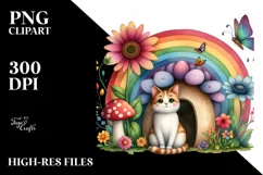 Seated Rainbow,Colorful Flowers | Sublimation,Clipart Product Image 1