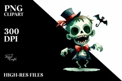 Simple Funny Halloween Zombie, Transparent PNG Product Image 1