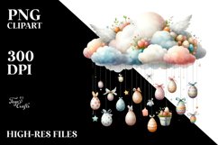 Pastel Watercolor Cloud with Hanging Eggs PNG Product Image 2