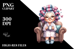 Old Lady Sitting Sofa,Watercolor Mug | Sublimation,Clipart Product Image 2