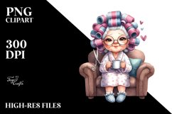 Old Lady Sitting Sofa,Watercolor Mug | Sublimation,Clipart Product Image 3