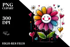 Smiling Flower with Hearts, PNG Product Image 2