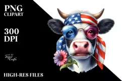 Fancy es Cow Portrait Wearing | Sublimation | Clipart Product Image 3