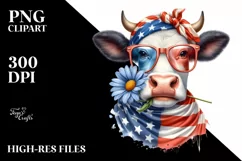 Fancy es Cow Portrait Wearing | Sublimation | Clipart Product Image 3