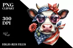 Fancy es Cow Portrait Wearing | Sublimation | Clipart Product Image 3