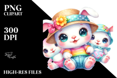 Cute Baby Bunny Cuddling PNG Product Image 2