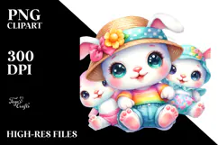 Cute Baby Bunny Cuddling PNG Product Image 2