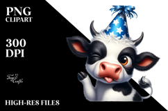 Holstein Cow with Party Hat, Cross-Eyed Pose PNG Product Image 2