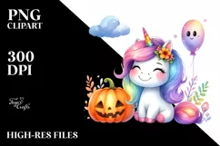 Vibrant Baby Unicorn,Simple Halloween | Sublimation,Clipart Product Image 1