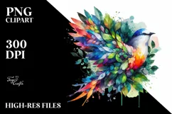 Abstract Vibrant Watercolor Bird PNG Product Image 3