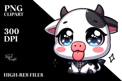 Cartoon Cow with Tongue-Out Face PNG Product Image 2