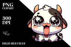Cute Cow with Oversize Sunglasses PNG Product Image 2