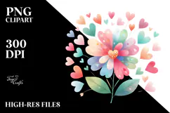 Colorful Flower with Heart Petals PNG Product Image 2