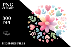 Colorful Flower with Heart Petals PNG Product Image 2