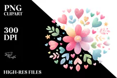 Colorful Flower with Heart Petals PNG Product Image 2