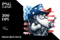 Patriotic Cowboy Gnome Watercolor Clipart Product Image 3